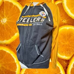 NFL Men's Pittsburgh‎ Steelers Football Raglan Sleeve Full Zipper Hoodie Size M